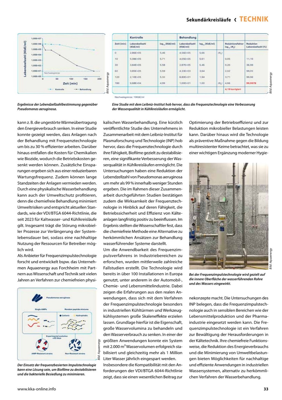 Doppelseite mit Messdaten und Studienergebnis zur Frequenzimpuls-Technologie